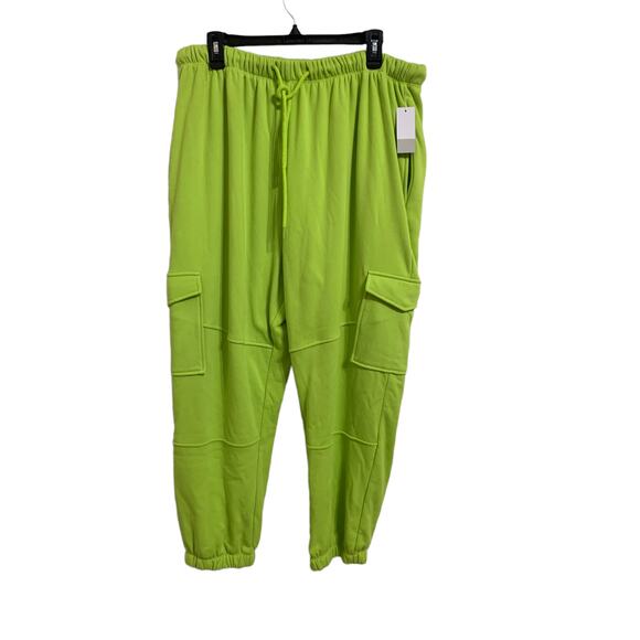 Bp. women's‎ lime green pockets fleece joggers size 1X NEW - Picture 1 of 5